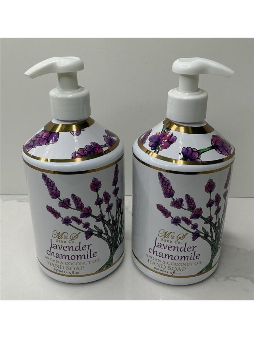 2 Hand Soap M & S Seed Co Lavender Chamomile Argan Coconut Oil 636 ml / 21.5oz